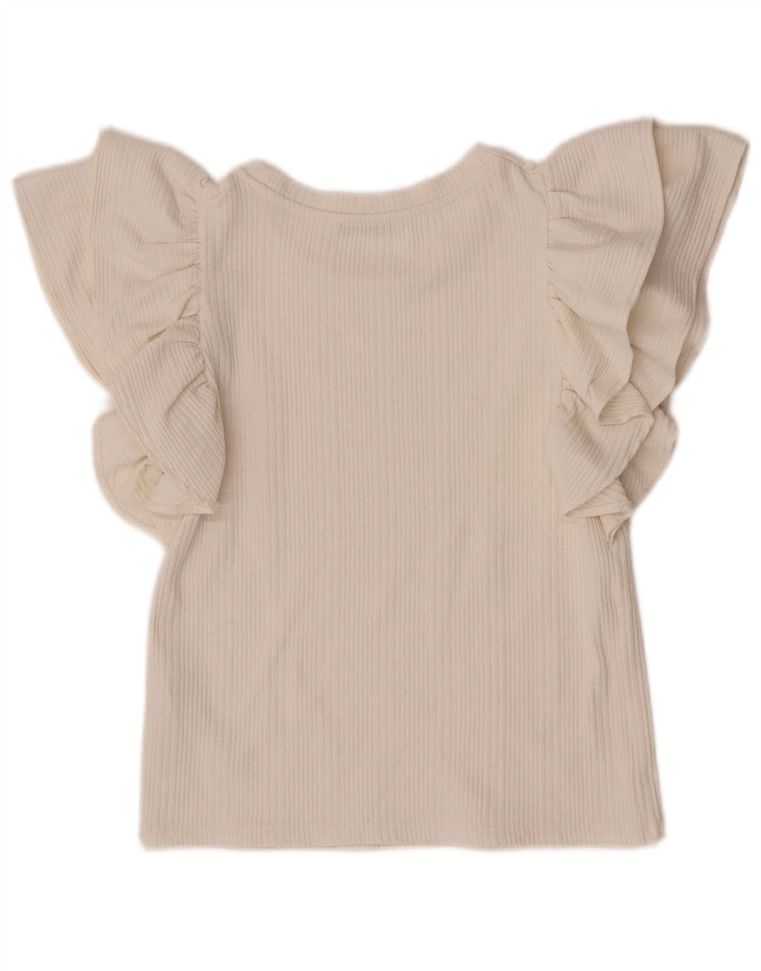 Zara Mujer Crop Blusa Top UK 42 Medio Blanco Poliéster