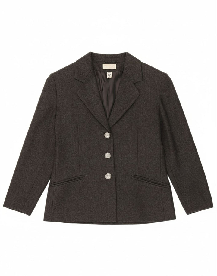 VINTAGE Womens 3 Button Blazer Jacket IT 44 Medium Grey Wool