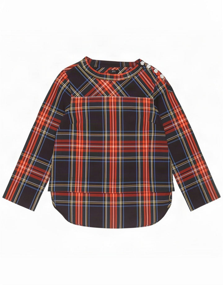 J. Crew Blusa de manga larga para mujer US 8 Mediana Multicolor Cuadros