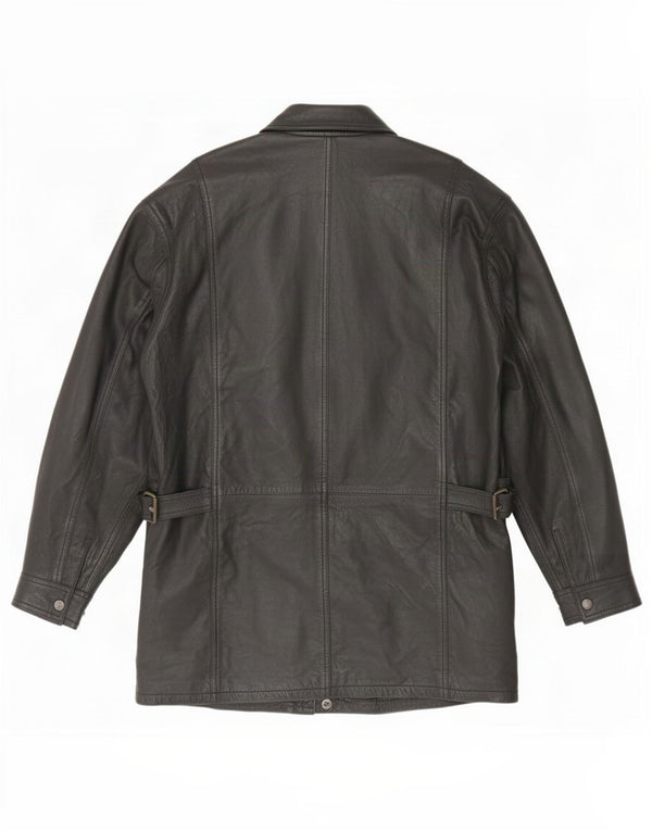 Chaqueta de cuero vintage para hombre Reino Unido 42 XL Negro