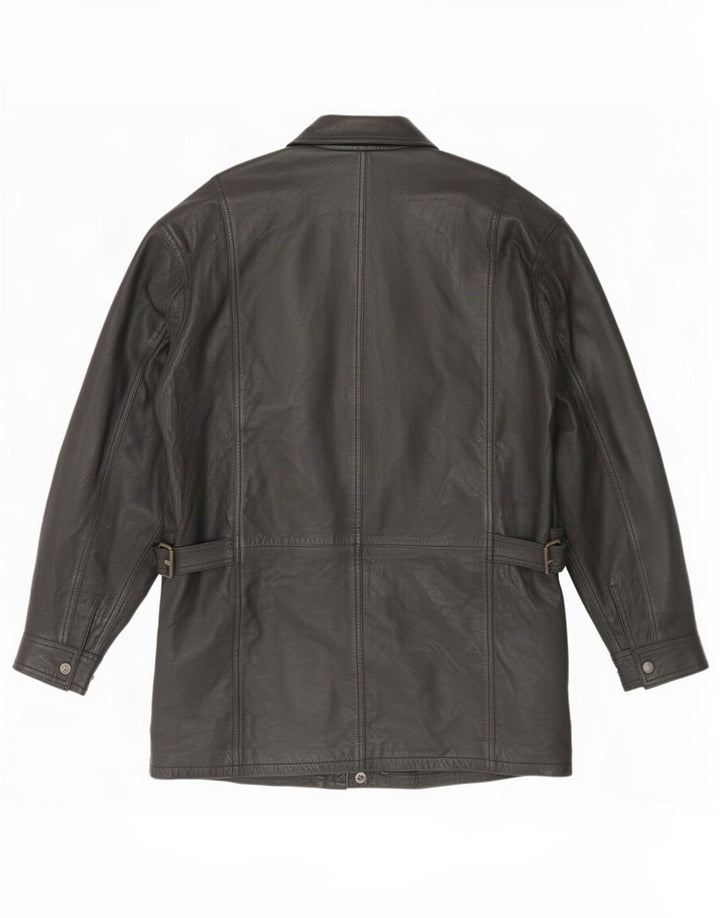 Chaqueta de cuero vintage para hombre Reino Unido 42 XL Negro