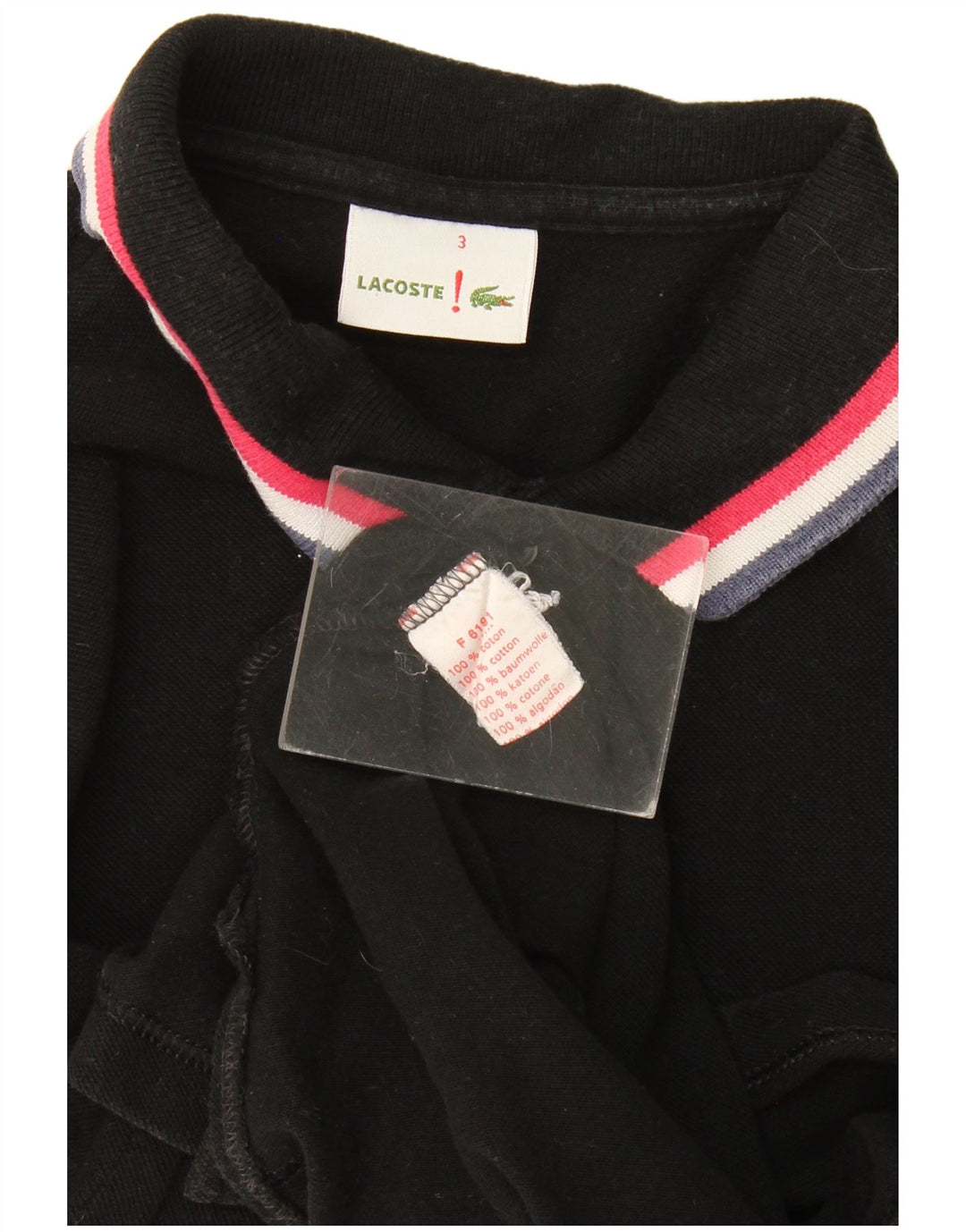 Lacoste Polo para hombre talla 3 pequeño algodón negro