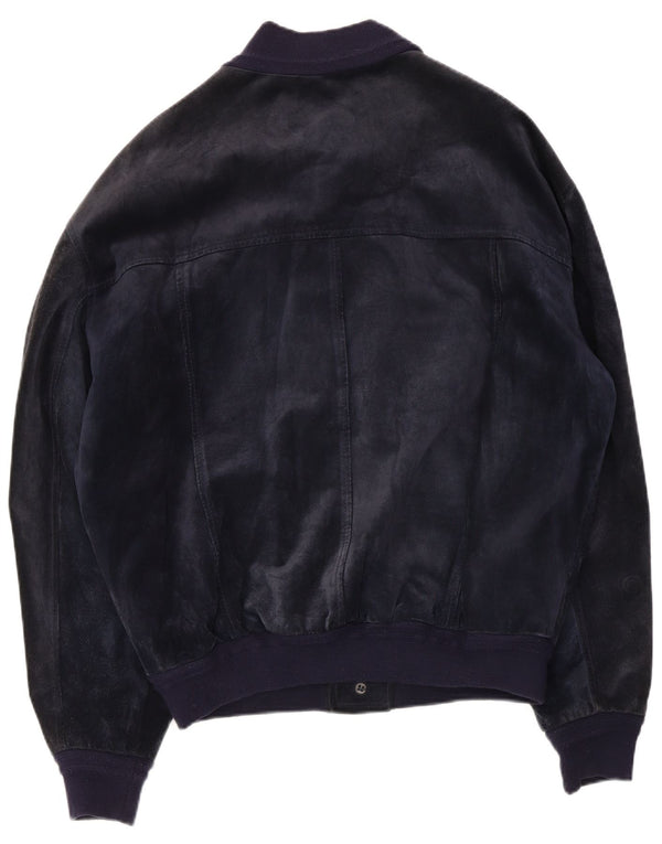 Bayside Chaqueta bomber de ante para hombre Reino Unido 40 Grande Cuero azul marino