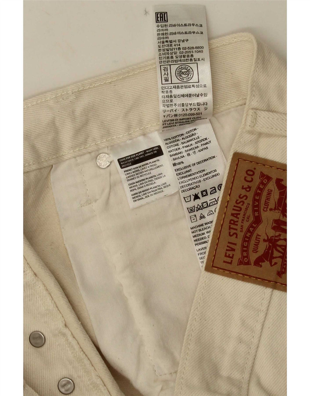 Levi's Mujer 501 Shorts De Mezclilla De Tiro Alto W31 Medium Off White Butterfly