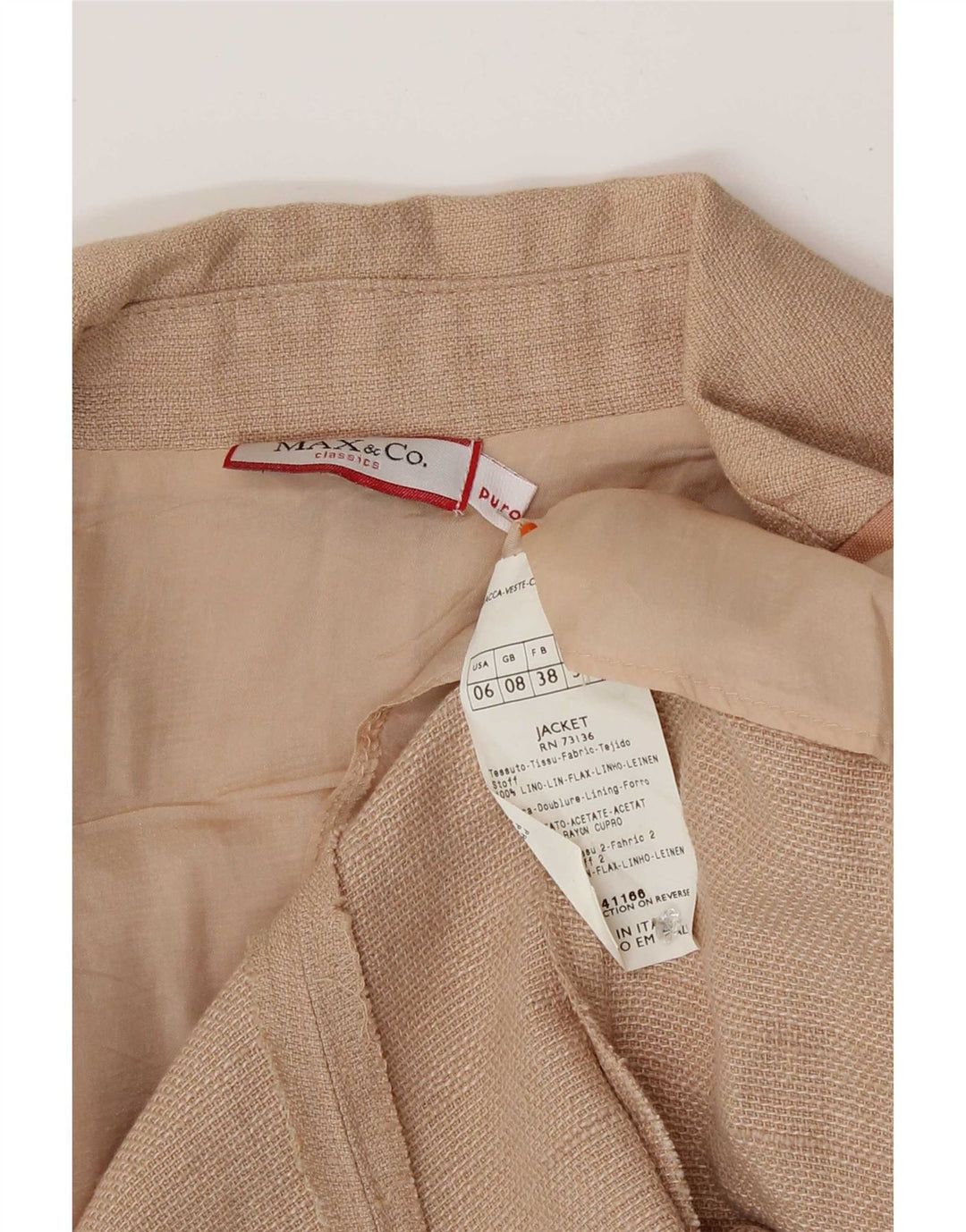 Max & Co. Chaqueta tipo blazer de 3 botones para mujer UK 8 Small Pink Linen