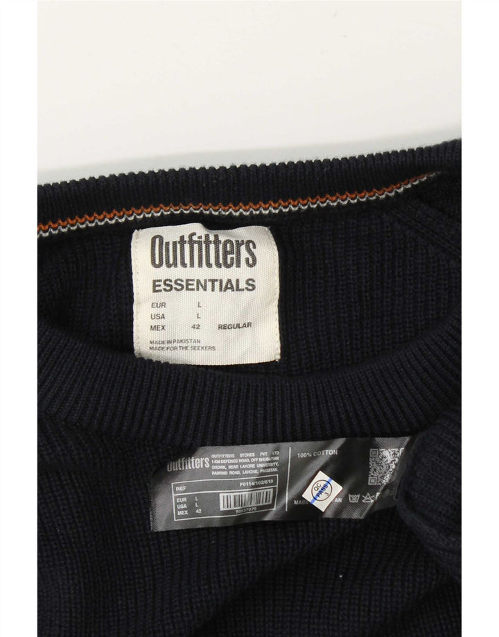 Essentials - Jersey de cuello redondo para hombre, talla grande, algodón azul marino
