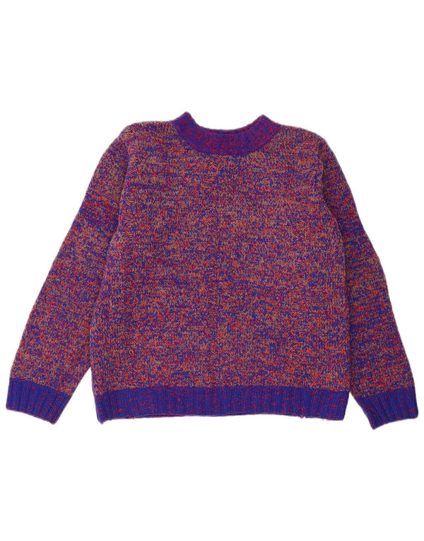 Vintage mujer tortuga cuello jersey suéter Reino Unido 16 grande azul moteado