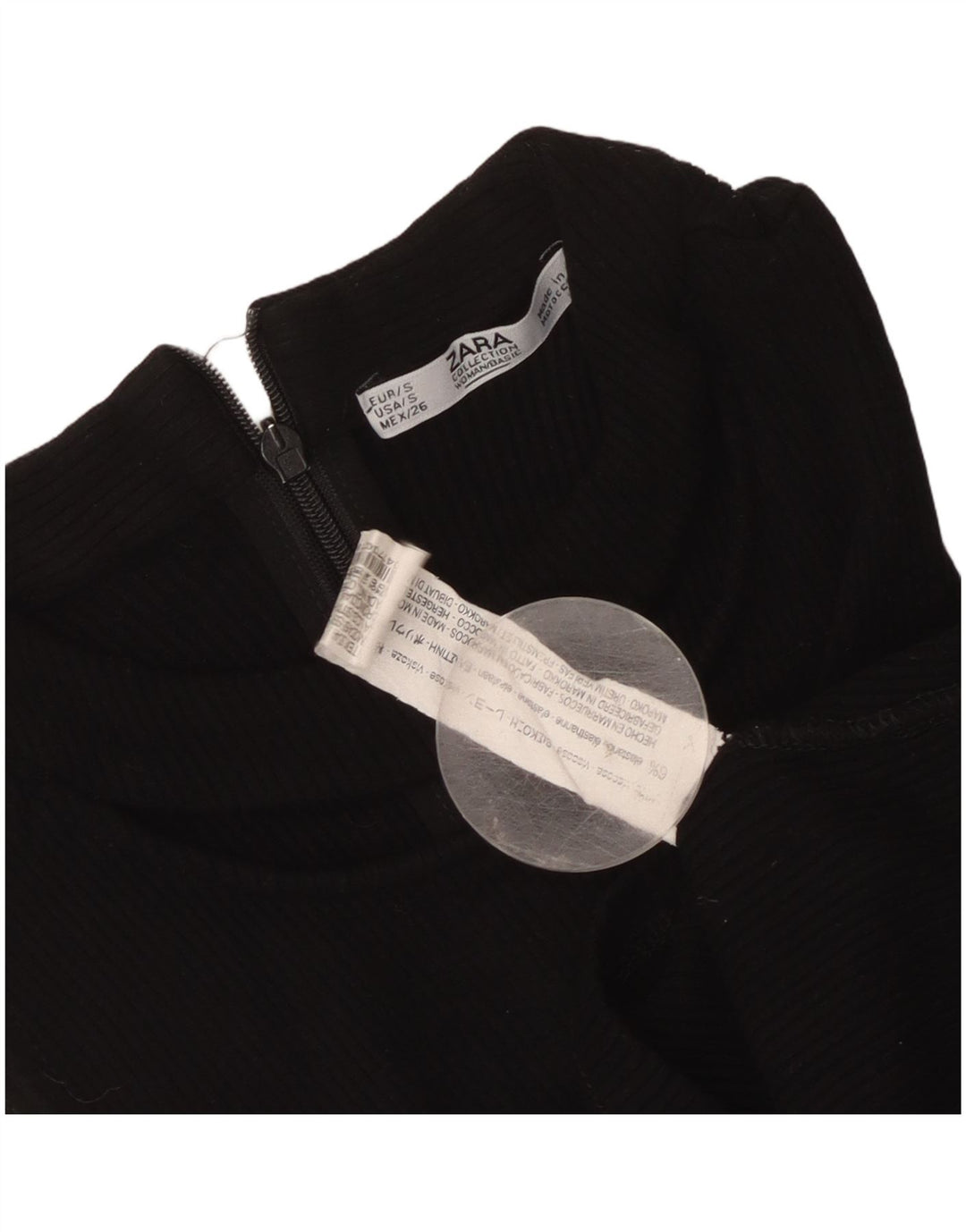 Zara Mujer Crop Top Sin Mangas UK 8 Small Viscosa Negra