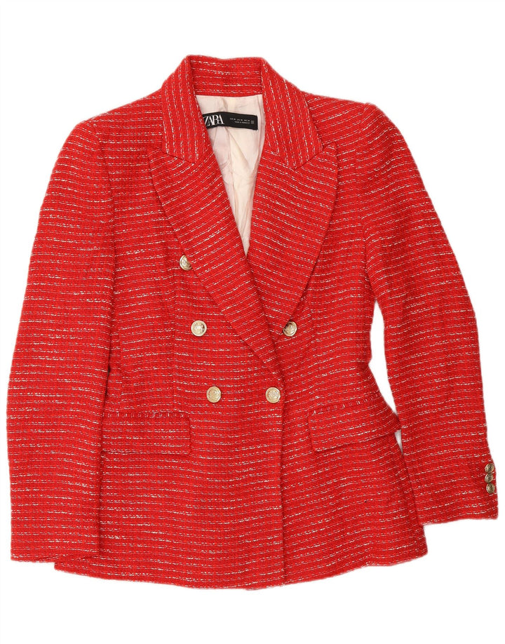 Zara Chaqueta Blazer De Doble Botonadura para Mujer Reino Unido 6 XS Rayas Rojas