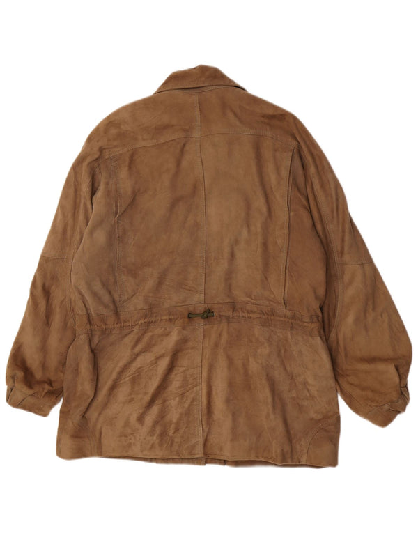 Vintage mujer chaqueta de ante UE 42 marrón grande