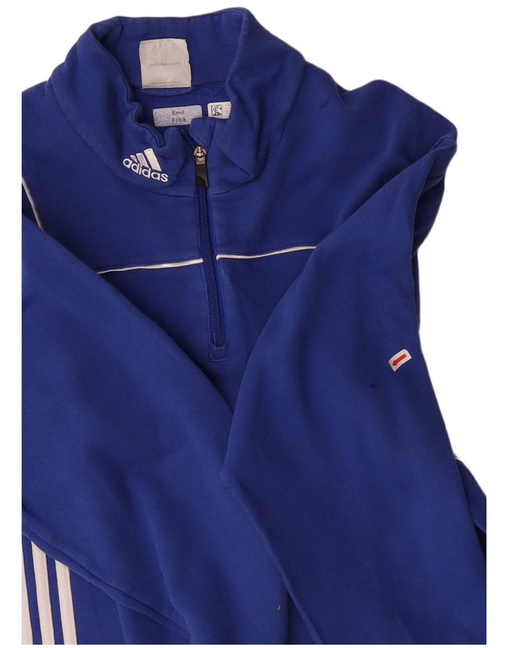 ADIDAS Sudadera con cuello y cremallera para hombre UK 48/50 XL Azul