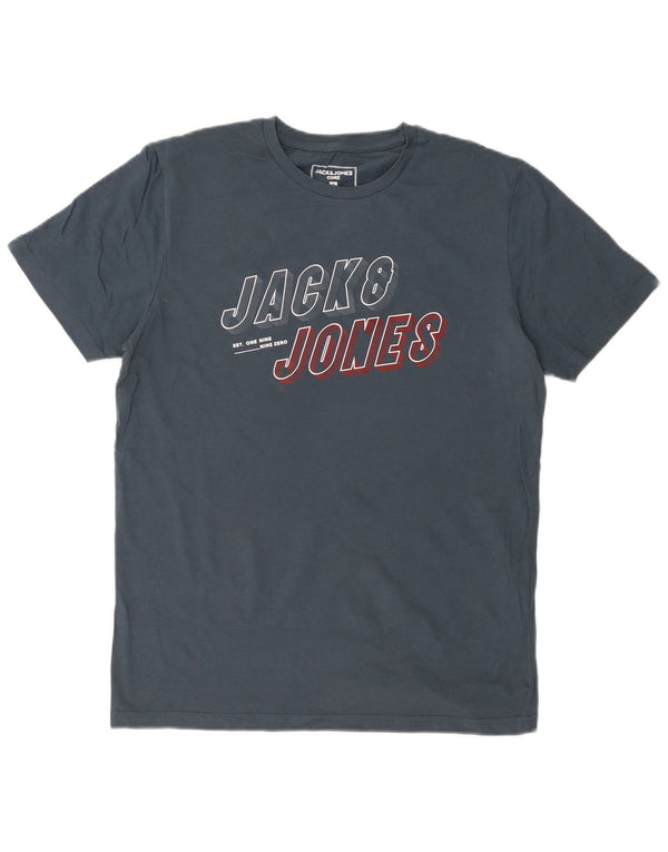 JACK & JONES Hombre Camiseta Gráfica Top Medium Azul Marino Algodón