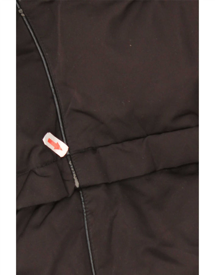 Zara Mujer Abrigo Acolchado Con Capucha UK 44 Medio Negro Poliéster
