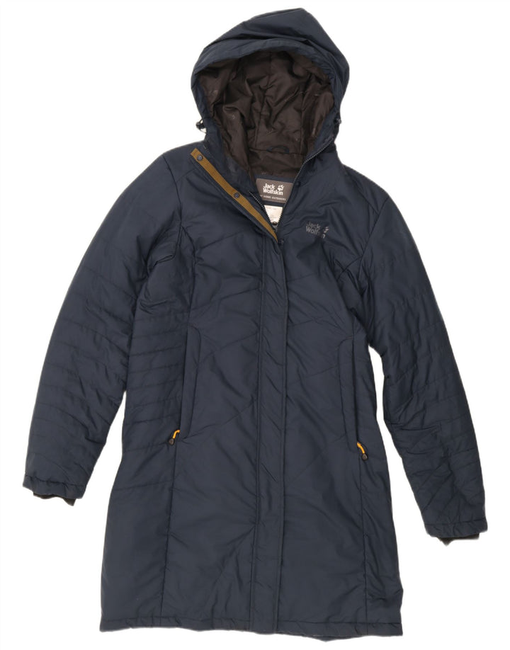 Jack Wolfskin Abrigo acolchado con capucha para hombre UK 12/14 Medio Azul marino Poliéster