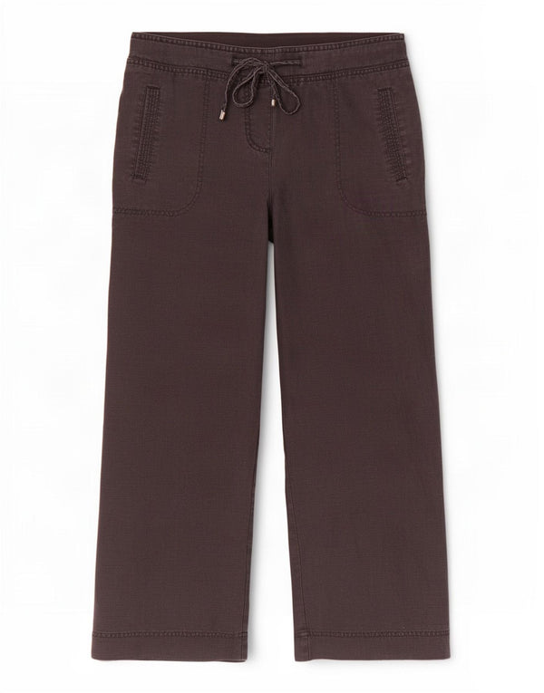 Marks & Spencer Womens Wide Leg Cropped Trousers UK 12 Medium W30 L24 Black