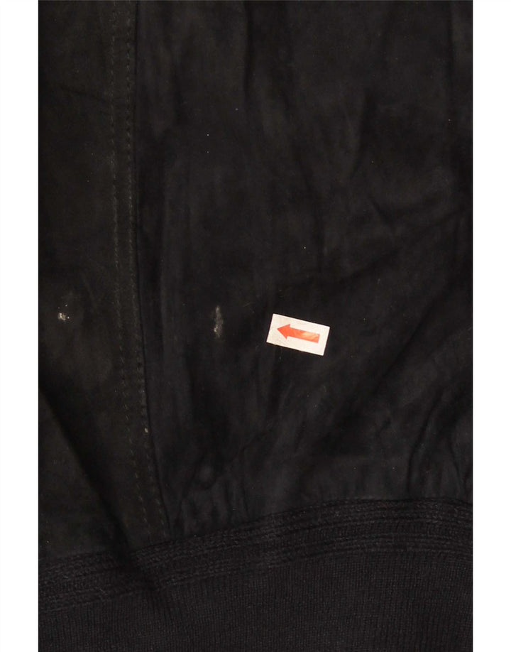 Vintage hombres ante bomber chaqueta Reino Unido 36 pequeño cuero negro