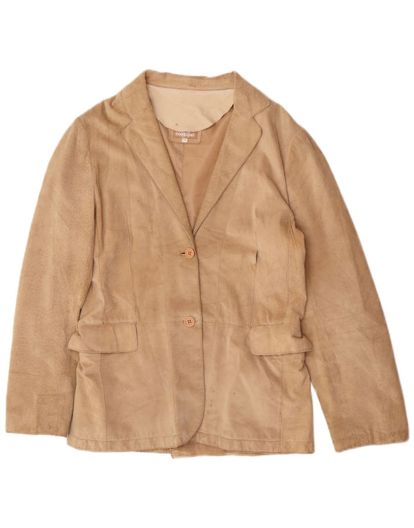 Conbipel Chaqueta Blazer de Ante con 2 Botones para Mujer IT 48 XL Cuero Beige