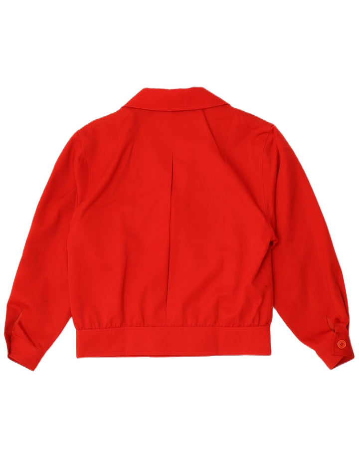 Vintage mujer chaqueta bomber de doble pecho IT 42 lana roja mediana