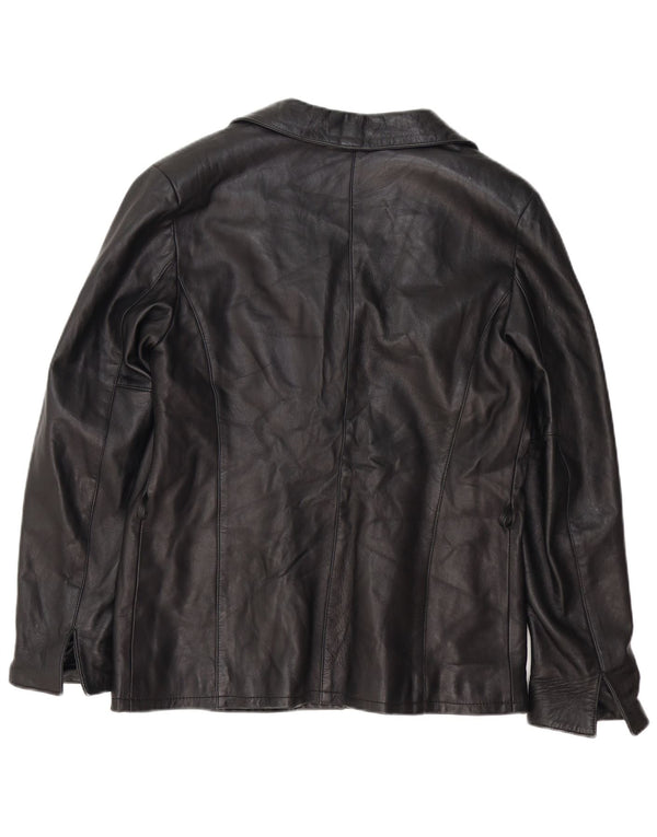 Chaqueta de cuero vintage para mujer IT 52 2XL Negro