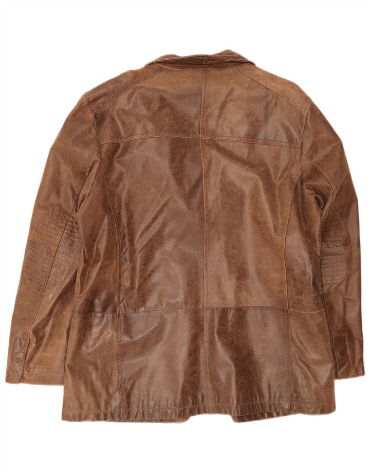 Vintage hombres cuero 2 botones Blazer chaqueta IT 54 2XL marrón