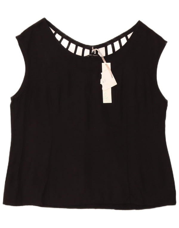 LAURA ASHLEY Blusa sin mangas para mujer UK 40 XL Viscosa negra
