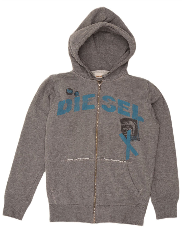 DIESEL Suéter con capucha y cremallera gráfica para hombre Pequeño Algodón gris