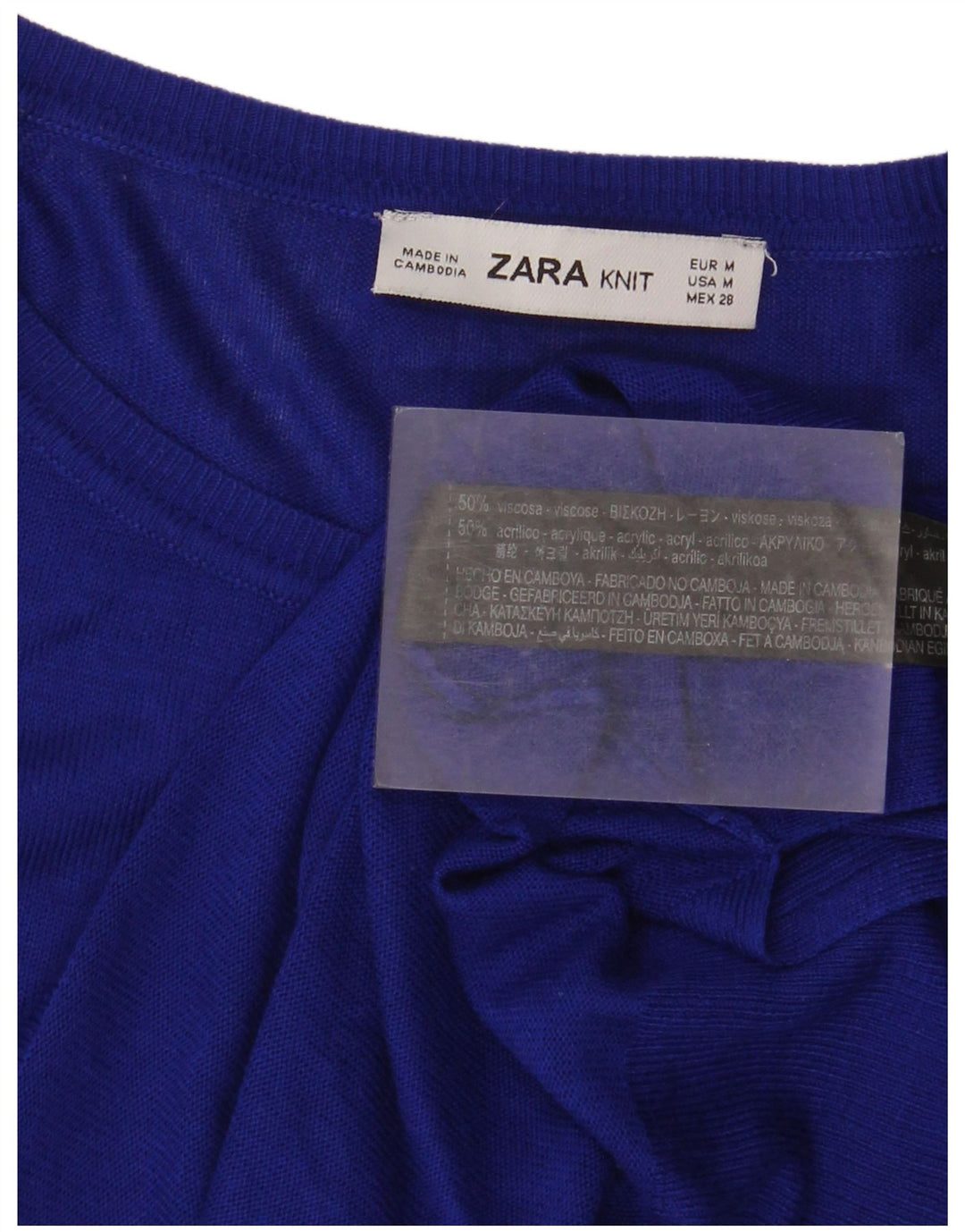 Zara Mujer Blusa Extragrande Top UK 44 Viscosa Azul Medio