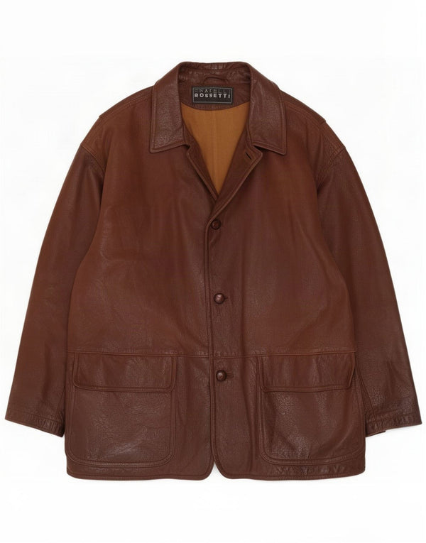 Abrigo de cuero para hombre Fratelli Rossetti IT 56 3XL Marrón