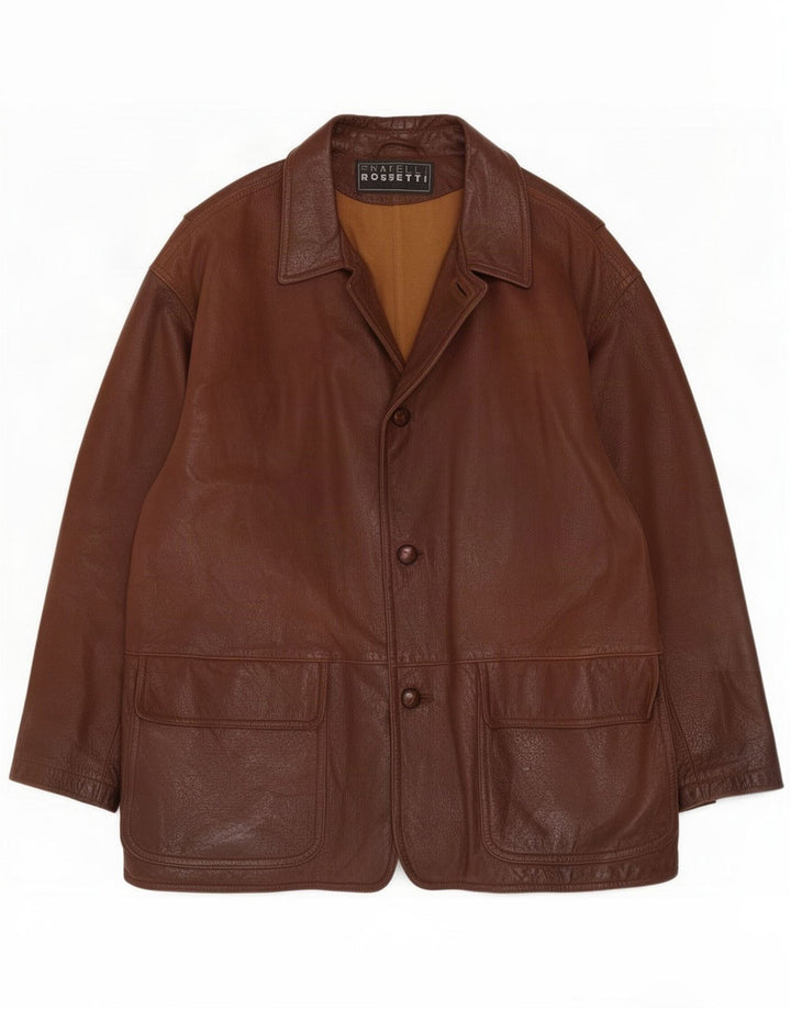 Abrigo de cuero para hombre Fratelli Rossetti IT 56 3XL Marrón