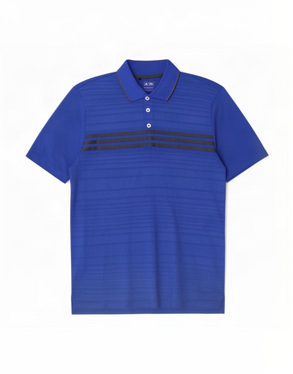 Polo Adidas Hombre Poliéster Rayas Azul Medio