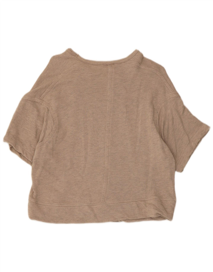 Zara Mujer Sudadera De Manga Corta De Gran Tamaño Jersey UK 10 Small Beige