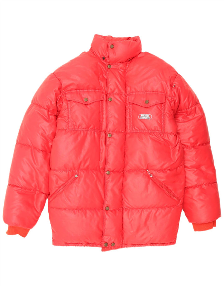 Chaqueta acolchada vintage para hombre Reino Unido 40 Poliamida roja grande