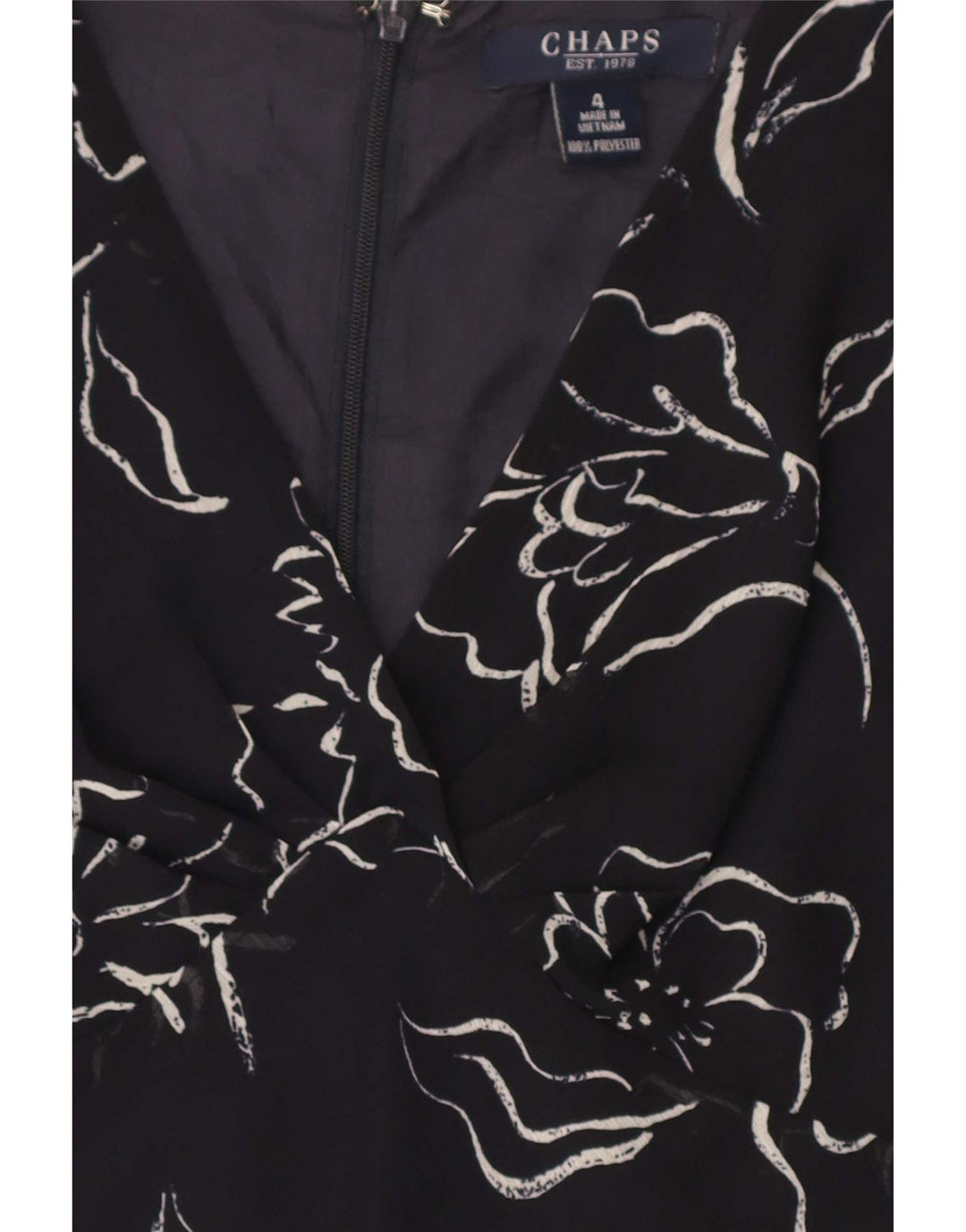 Chaps Maxi vestido sin mangas para mujer US 4 pequeño negro floral poliéster