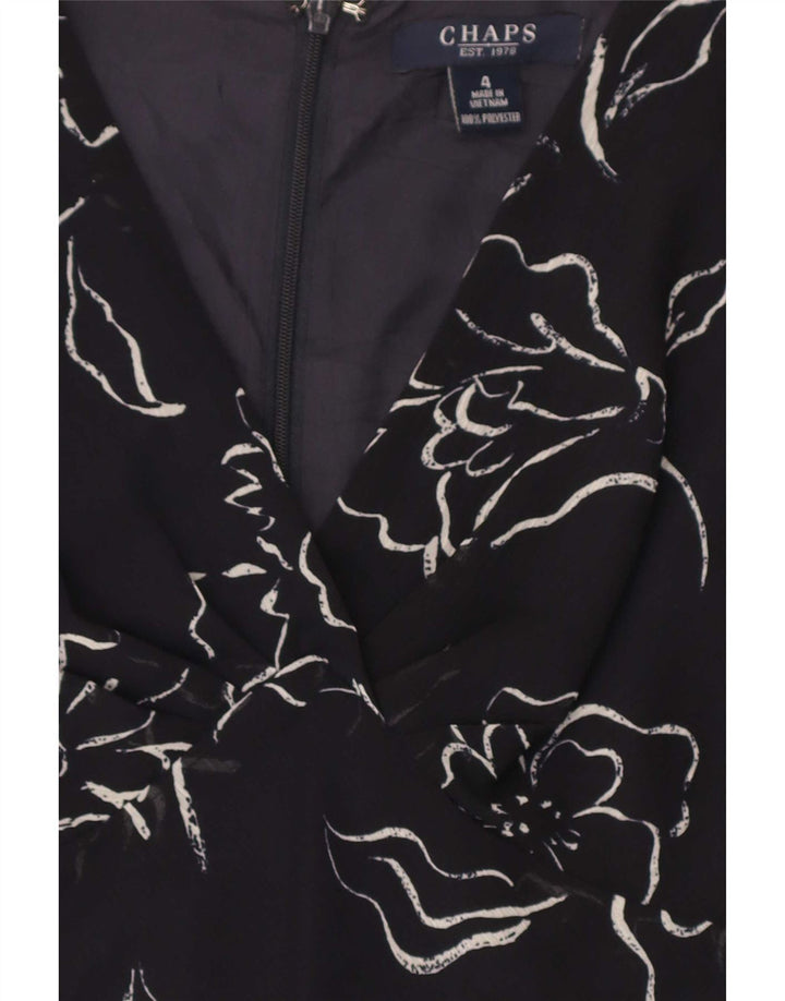 Chaps Maxi vestido sin mangas para mujer US 4 pequeño negro floral poliéster