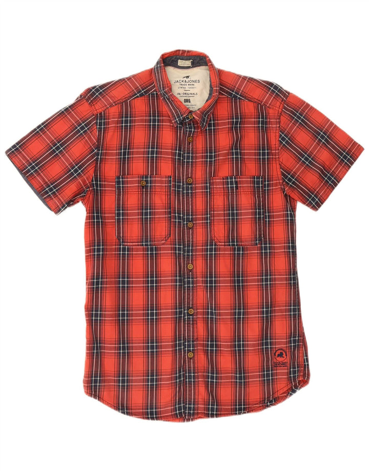 Camisa Jack & Jones Hombre Manga Corta Medium Red Check Cotton