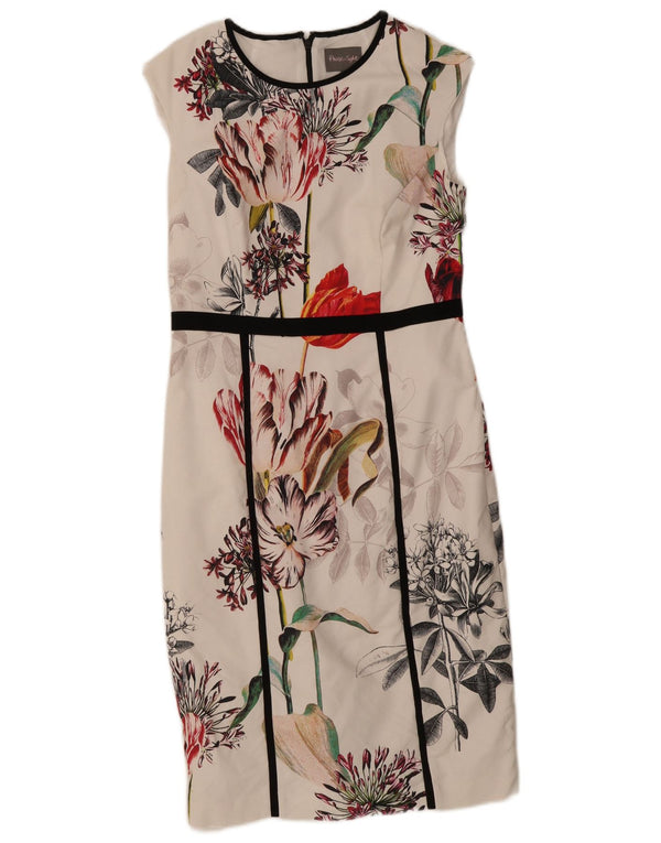Phase Eight Vestido tubo sin mangas para mujer UK 44 Algodón floral blanco mediano