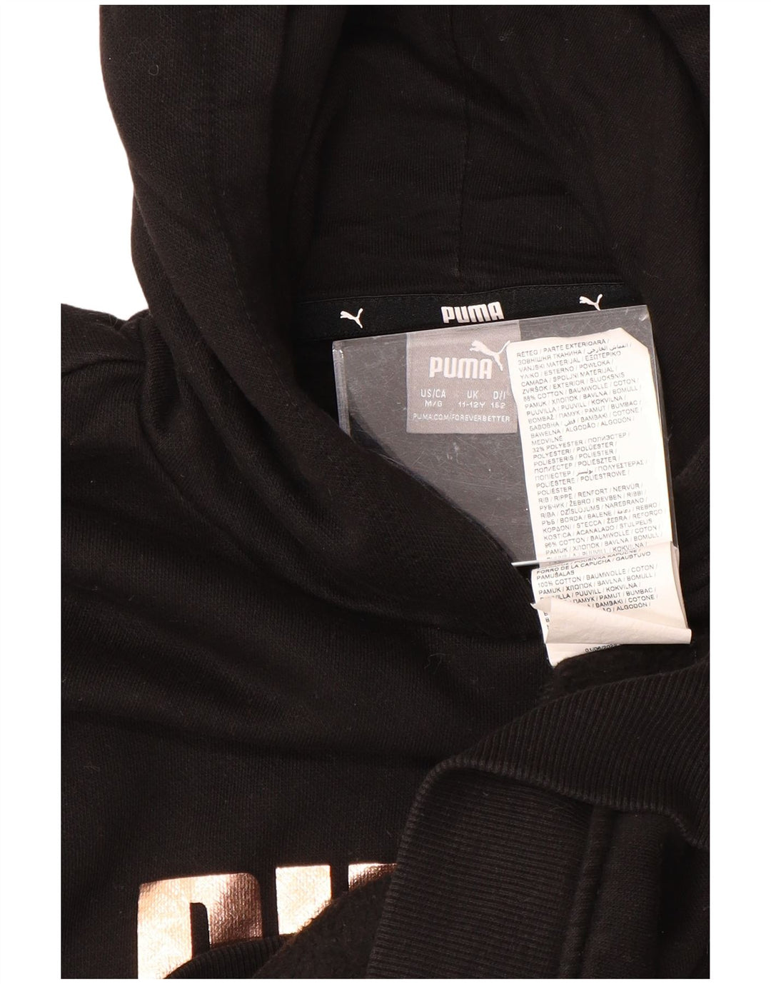 PUMA Sudadera con capucha gráfica para niñas 11-12 años Algodón negro