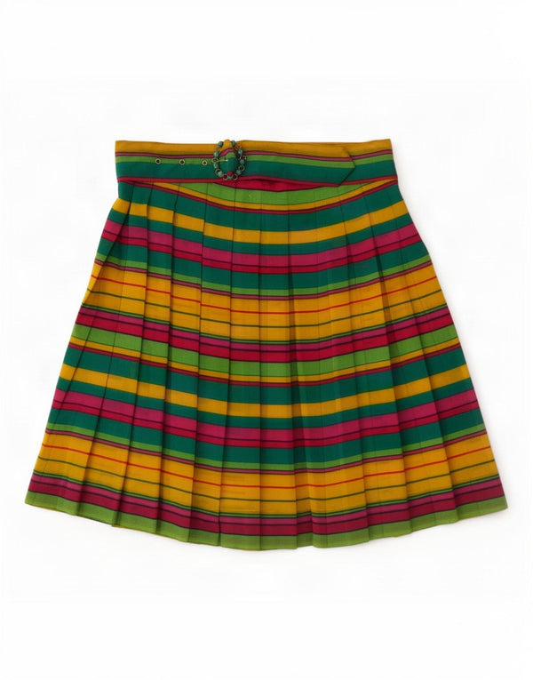 Falda plisada vintage para mujer mediana W30 rayas multicolores