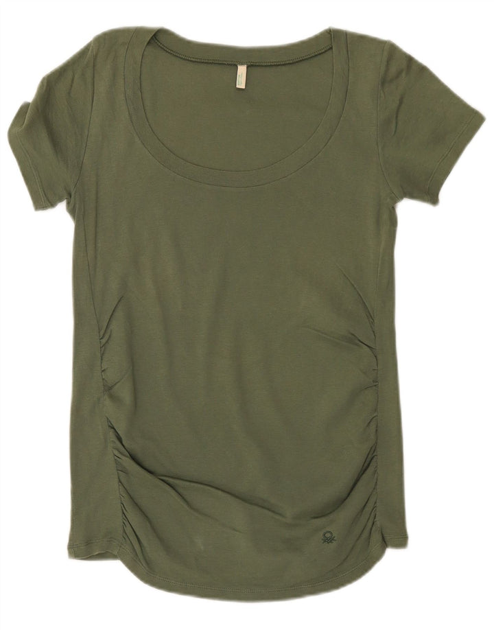 Benetton Camiseta Mujer UK 40 Small Caqui