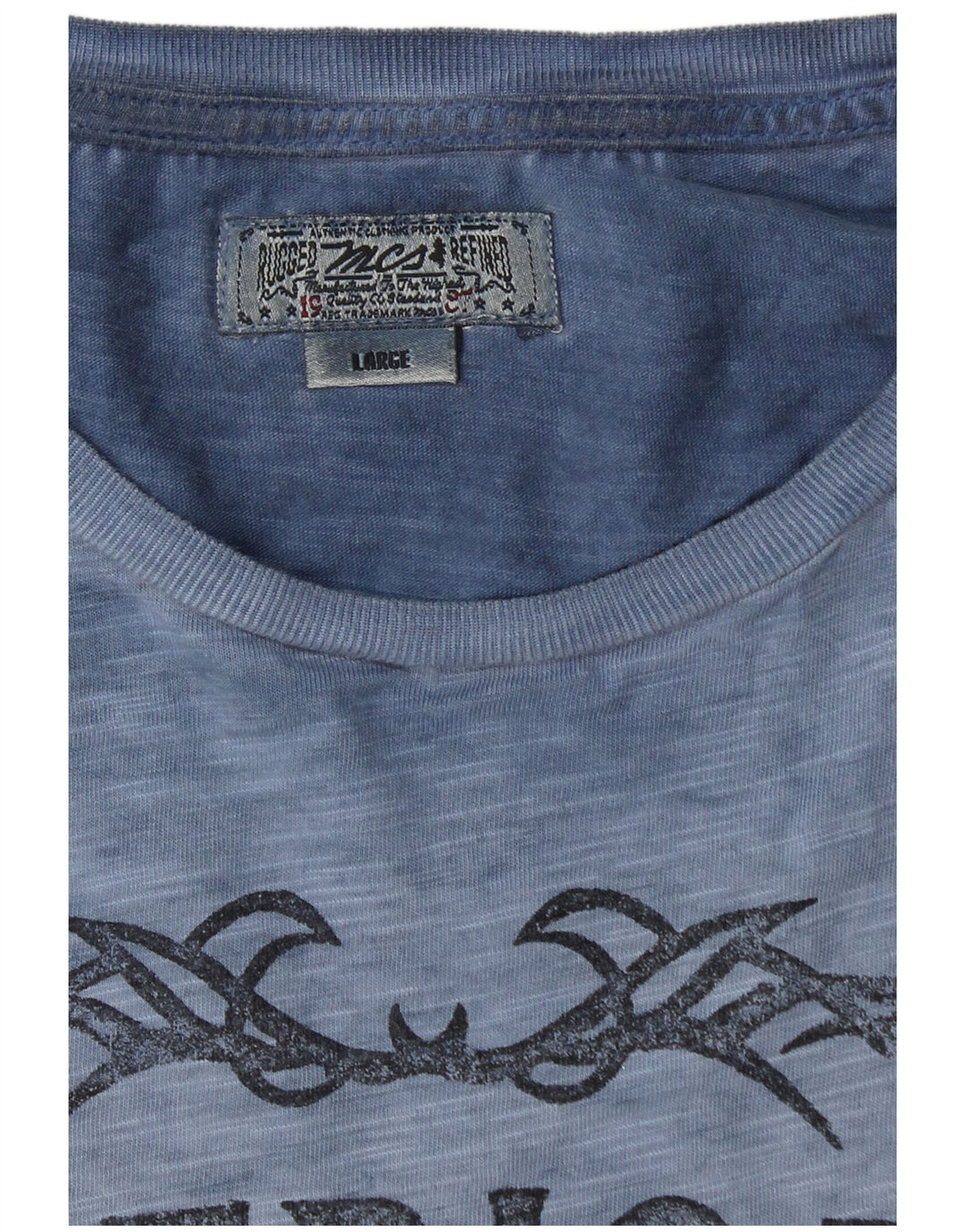 Marlboro Classics Mens Graphic Top Manga Larga Grande Azul