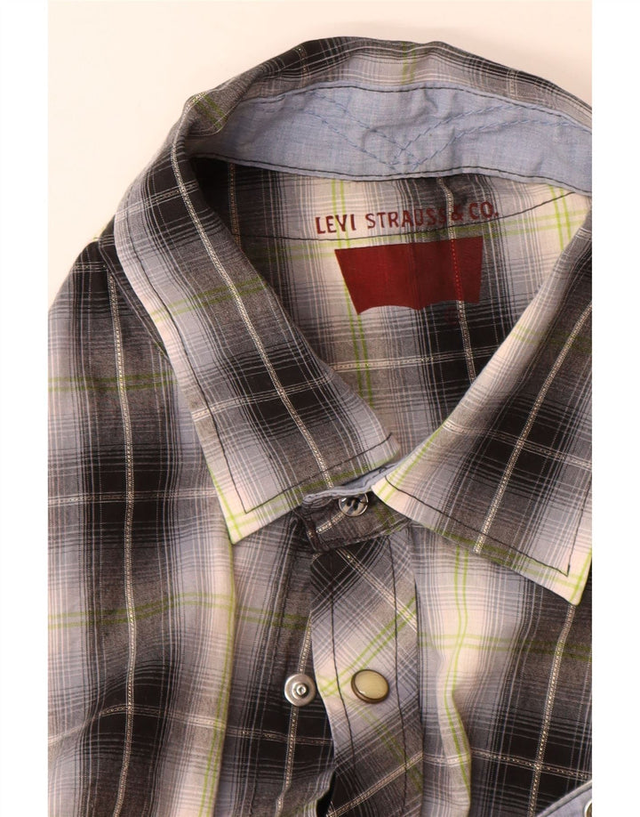 Camisa Levi's Hombre De Manga Corta De Algodón A Cuadros Gris Pequeño