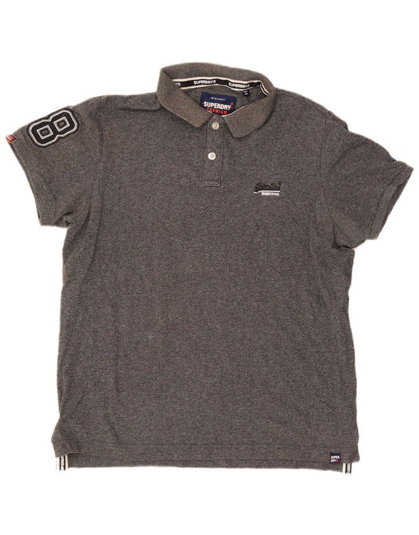 SUPERDRY Polo gráfico para hombre 3XL Algodón gris
