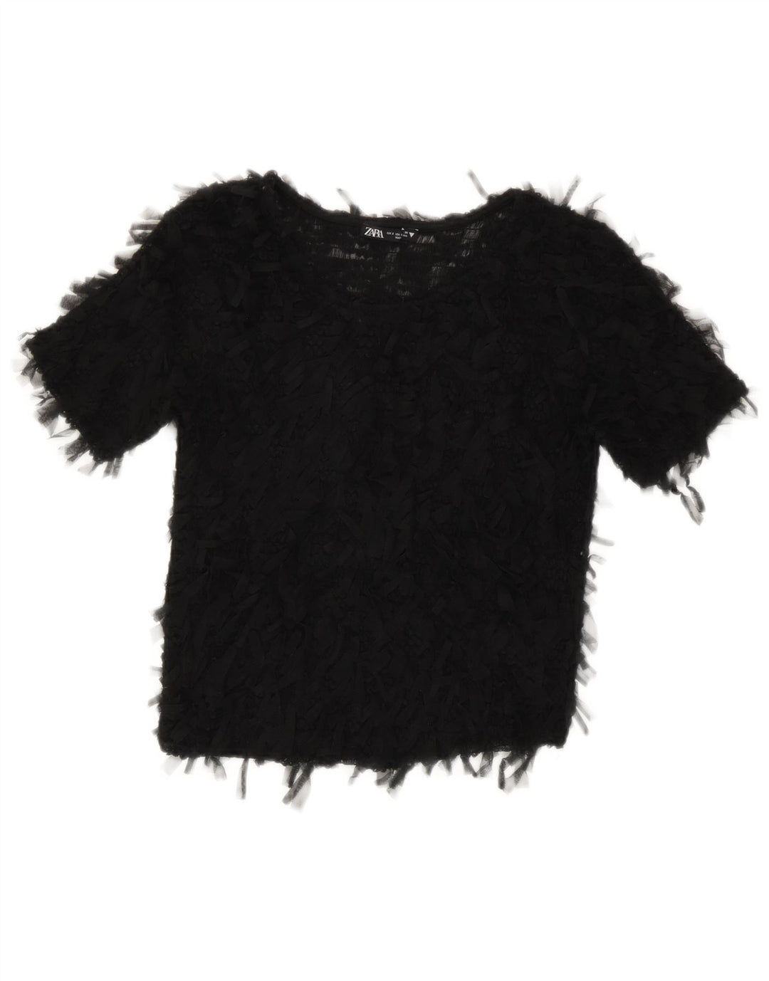 Zara Mujer Crop See Through Blusa Top Reino Unido 8 Pequeño Negro