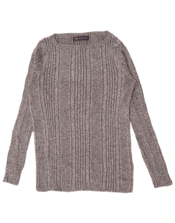 Marks & Spencer Top para mujer de manga larga UK 44 Viscosa a rayas gris medio