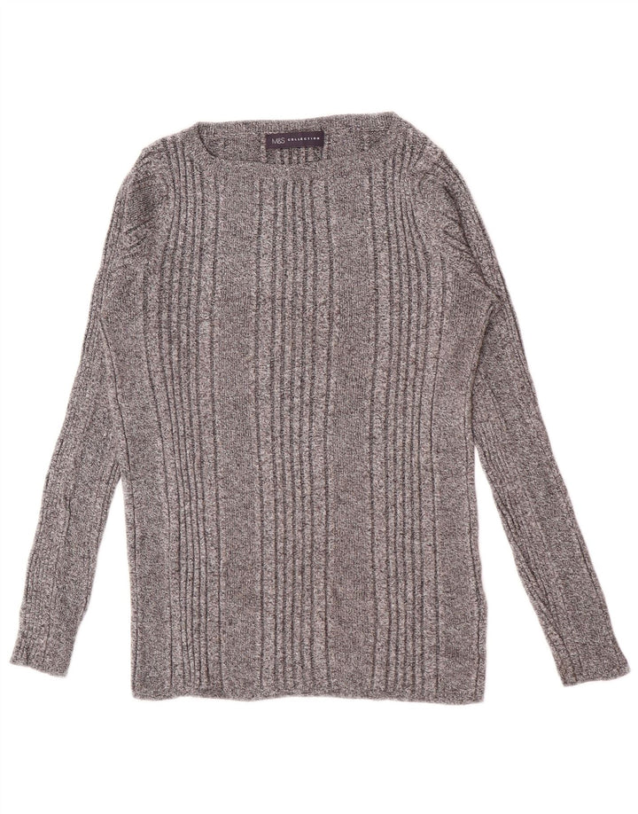 Marks & Spencer Top para mujer de manga larga UK 44 Viscosa a rayas gris medio