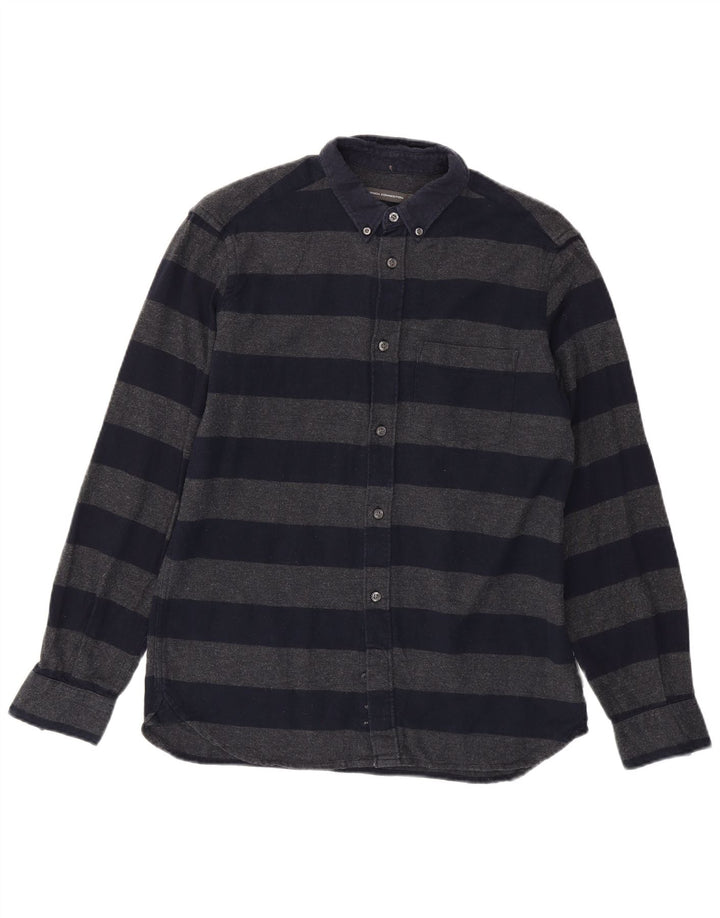 Camisa de franela para hombre de French Connection de algodón a rayas en azul marino mediano
