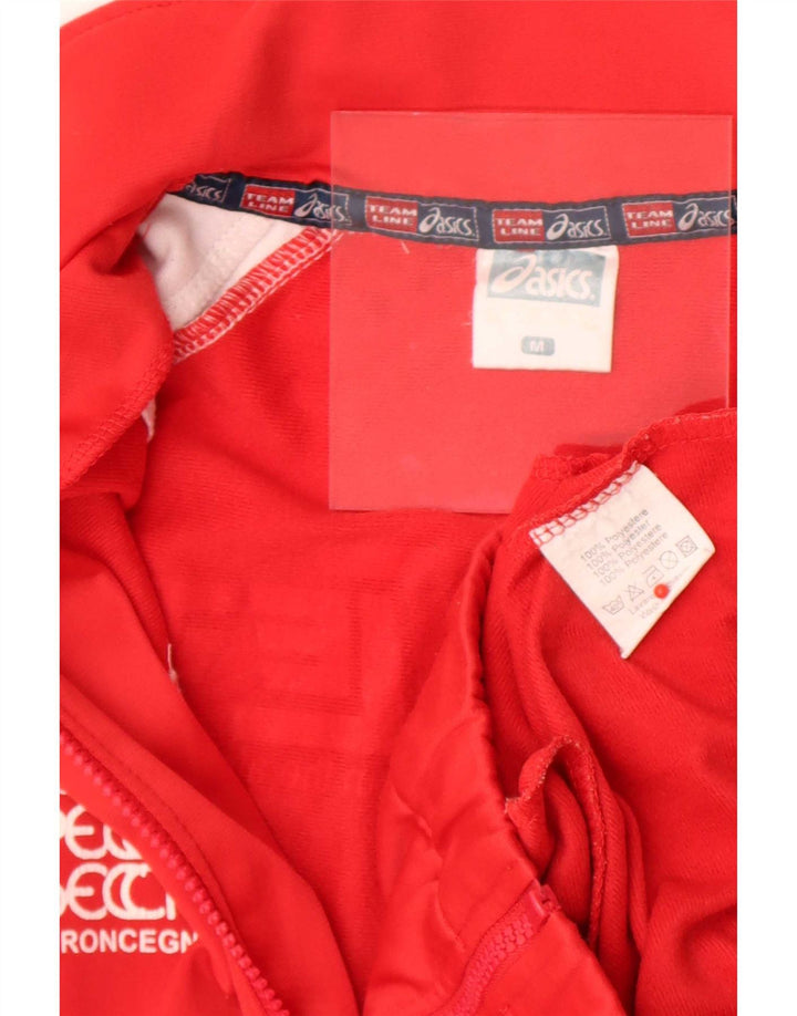 Asics Hombre Gráfico Chándal Top Chaqueta Medio Rojo Colorblock Poliéster