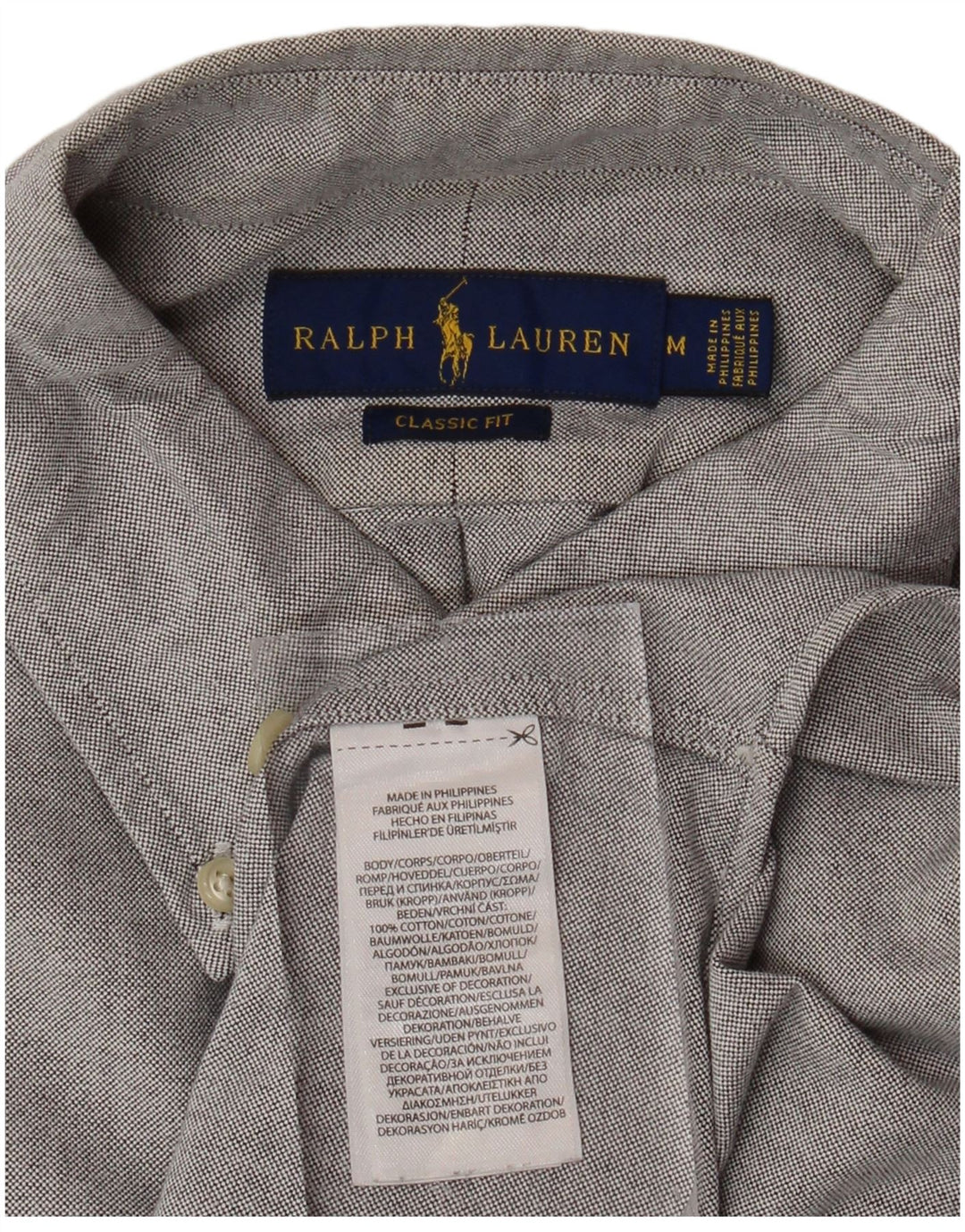 RALPH LAUREN Camisa de manga corta para hombre de corte clásico de algodón gris medio