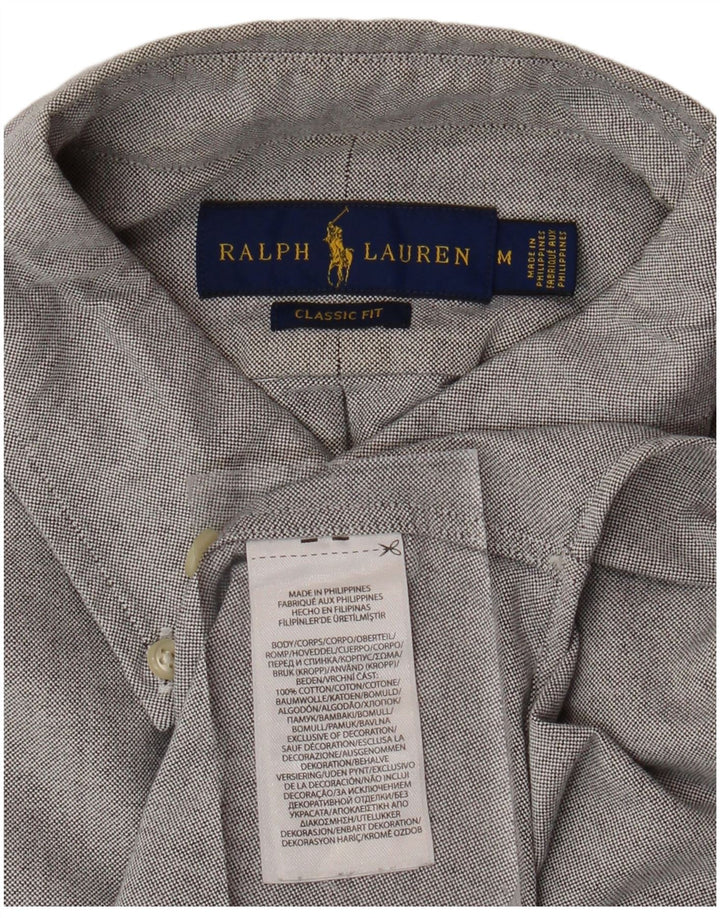 RALPH LAUREN Camisa de manga corta para hombre de corte clásico de algodón gris medio