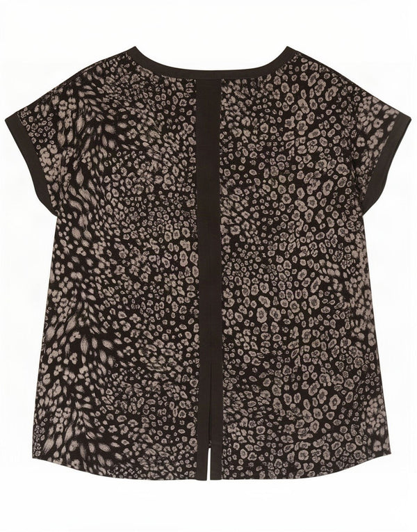 Blusa Oasis para mujer Top UK 44 Mediano Negro Estampado animal Poliéster